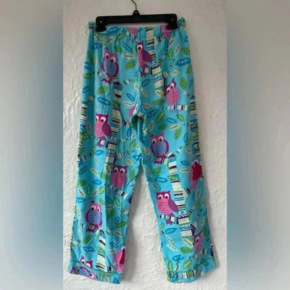 Nick & Nora Pajama Pants Fair Isle Blue Flannel Owl Print Bottoms ; size M - Picture 4 of 4